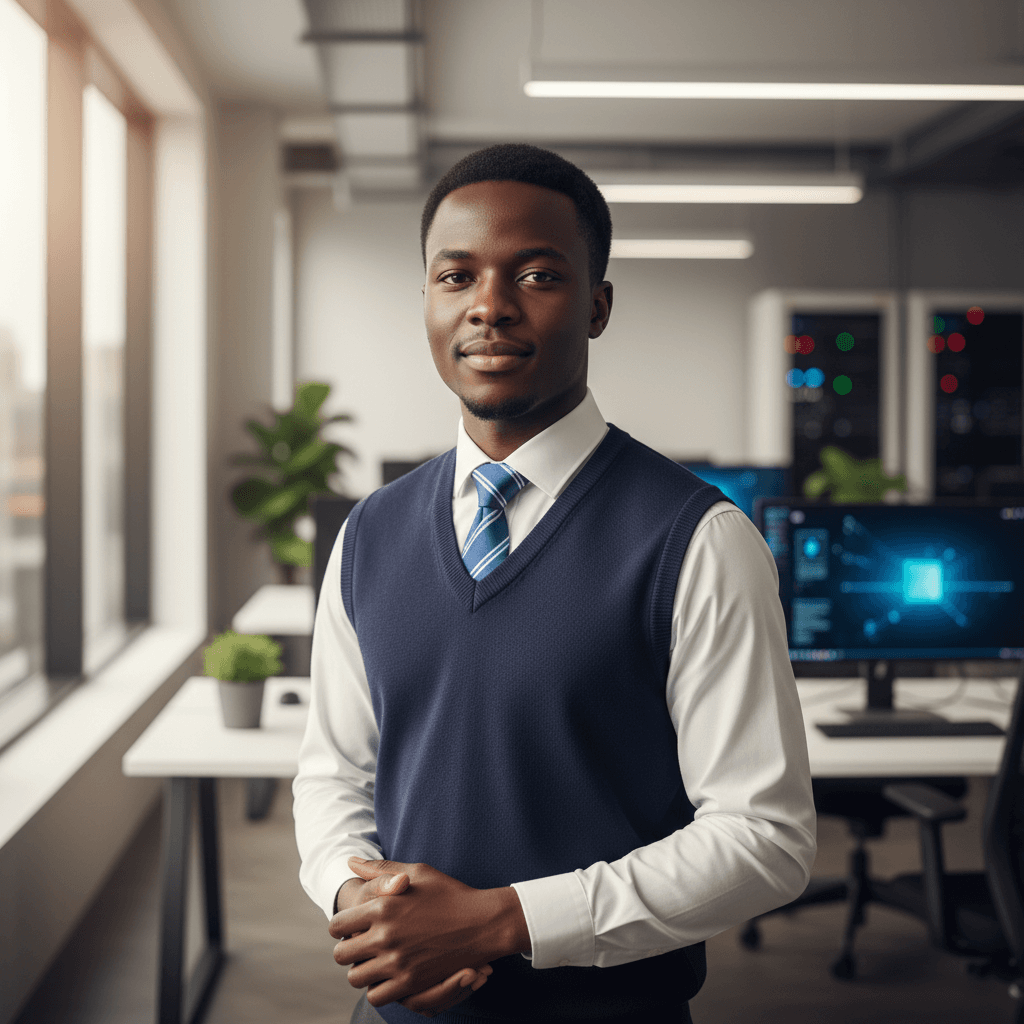 Ryan Mbivya, founder and automation specialist, in professional attire.