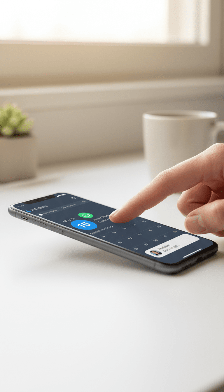 Booking and SMS automation interface on mobile device